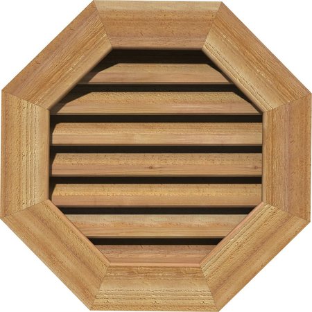 Ekena Millwork Octagonal Gable Vent Functional, Western Red Cedar Gable Vent w/1" x 4" Flat Trim Frame, 20"W x 20"H GVWOC20X2001RFUWR